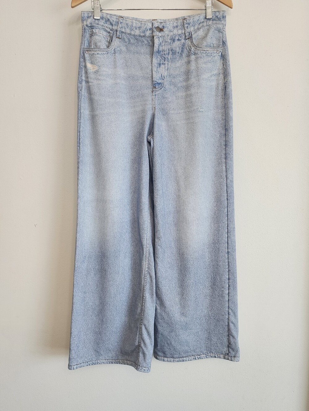 Sweatpant Jeans Ecru Wide-Leg French Terry Pants - Soft Cotton Blend - Size 8 - Picture 2 of 10